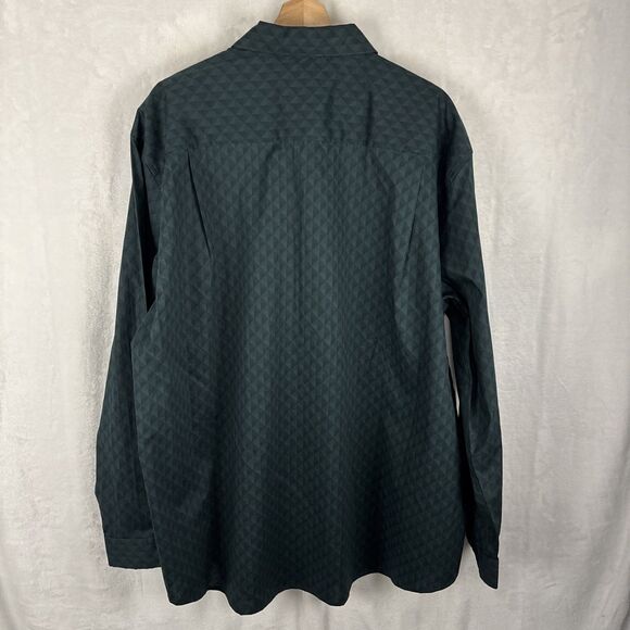 Shaquille O’Neal XLG Woven Dress Shirt 2XL Green Diamond Button Up NWT - Picture 4 of 5
